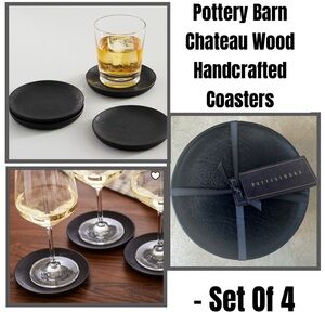 Pottery Barn Chateau Wood Handcrafted Coasters - Set Of 4